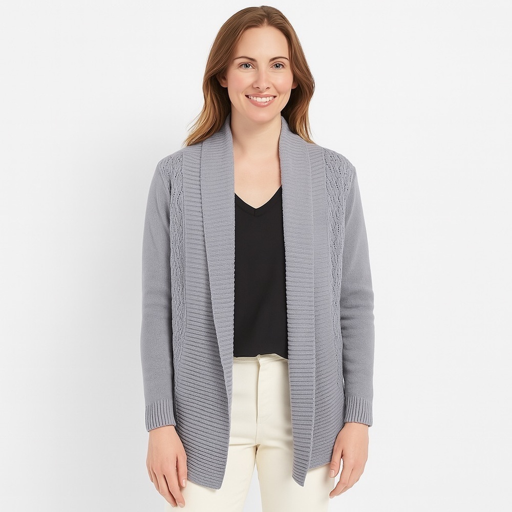 𝅺eddie bauer Gray Open Front Cardigan, Size S